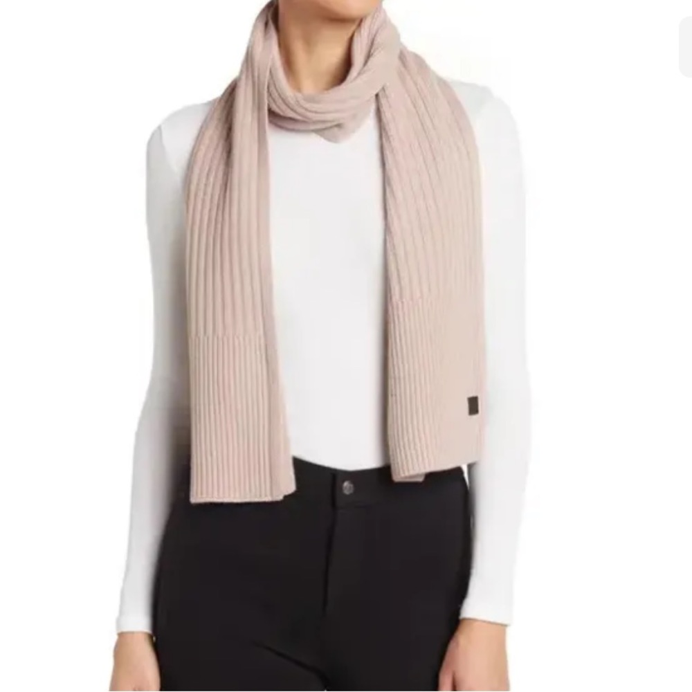 ALLSAINTS Women's Rib Mix Wool Blend Knit BLUSH Scarf ~ NWT!